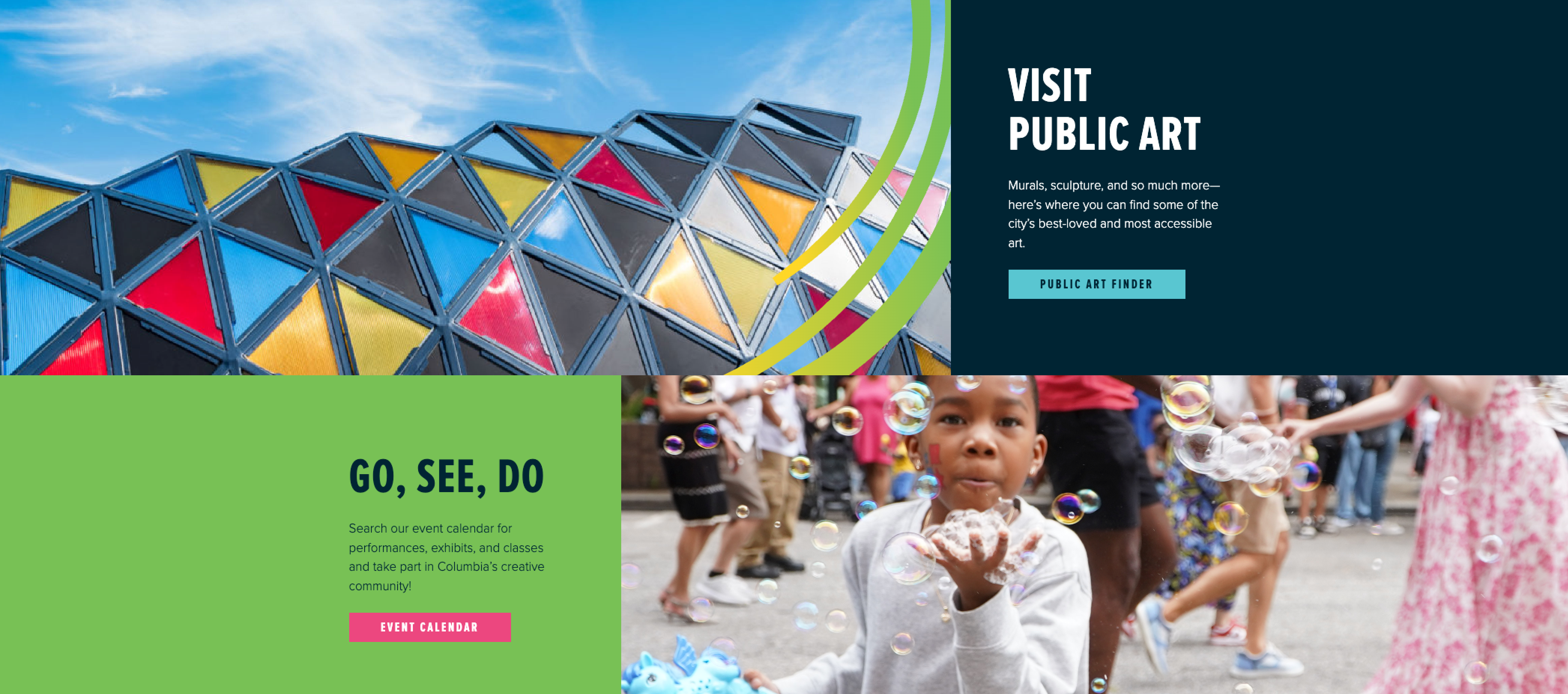 screenshot of improved One Columbia homepage