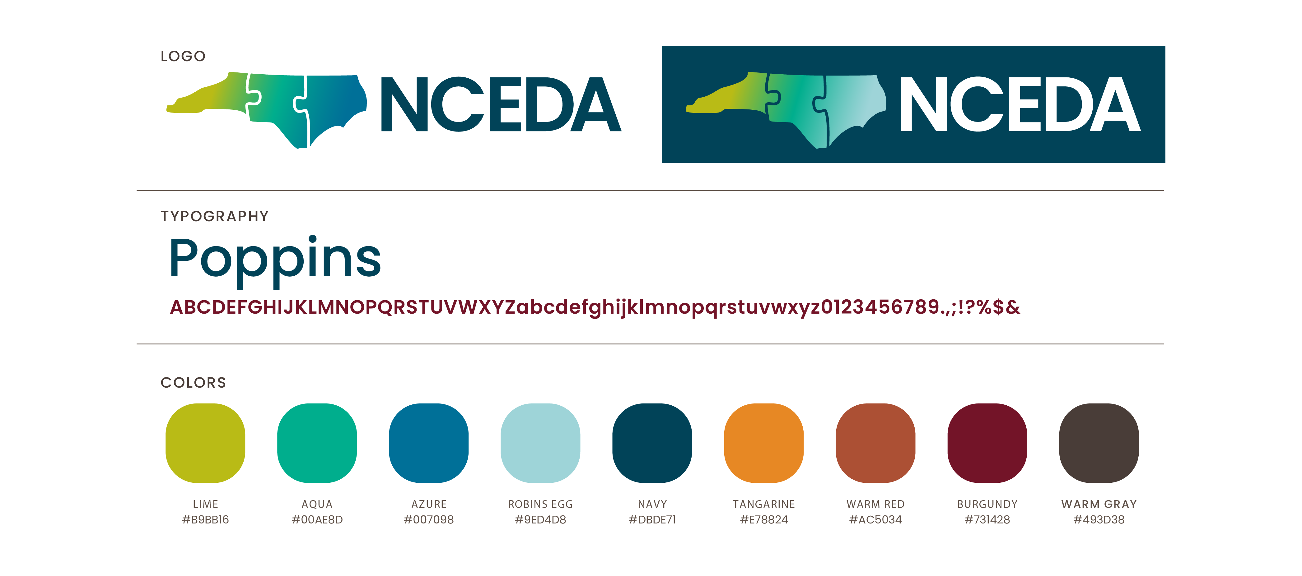 NCEDA website design elements and brand styling