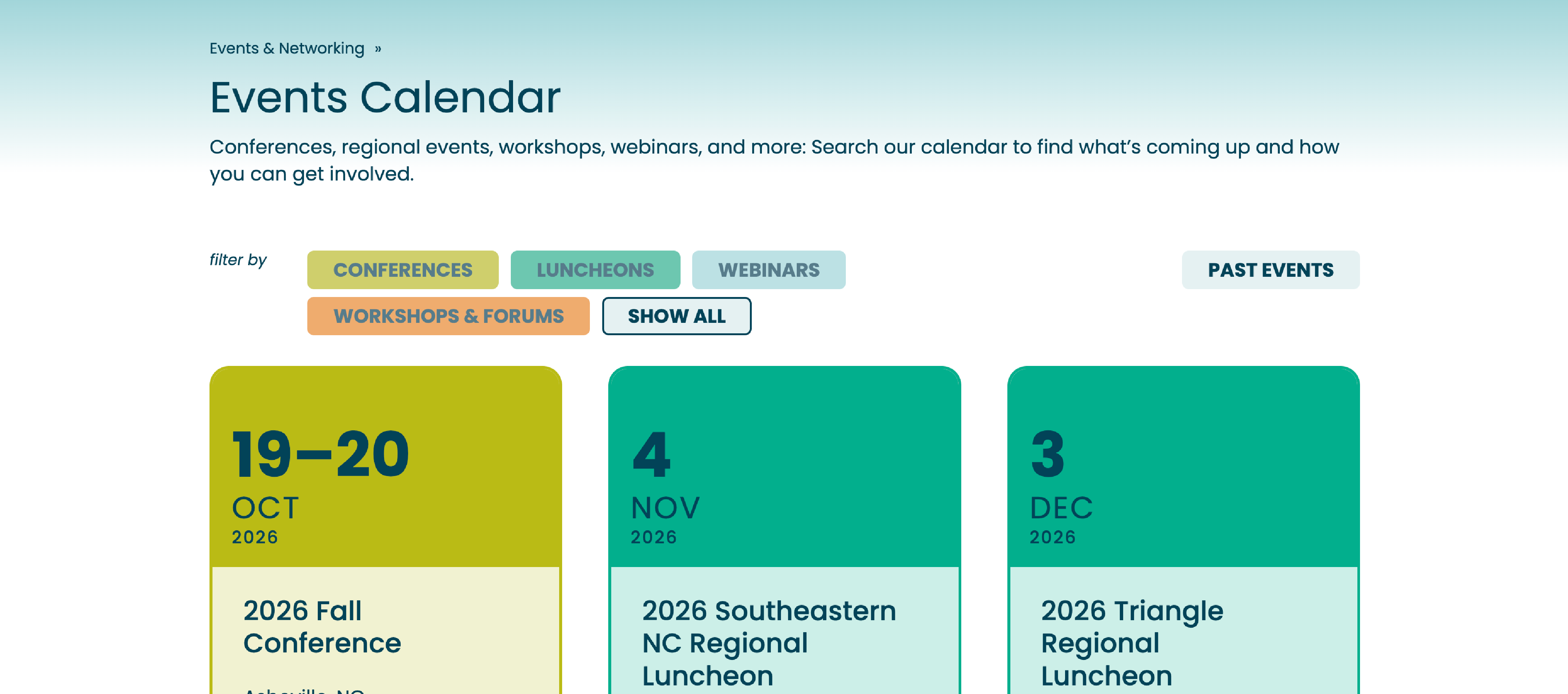 NCEDA website events calendar screenshot