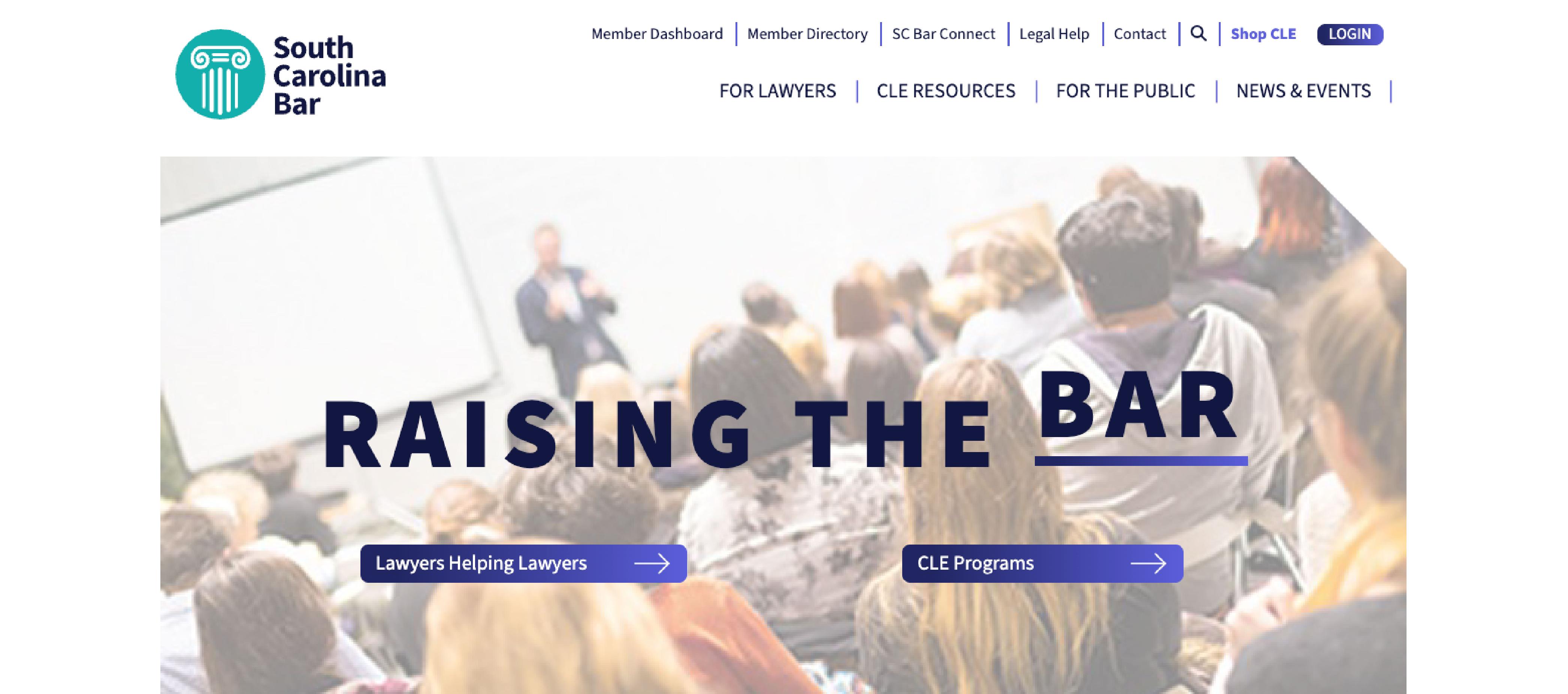screenshot of South Carolina Bar homepage