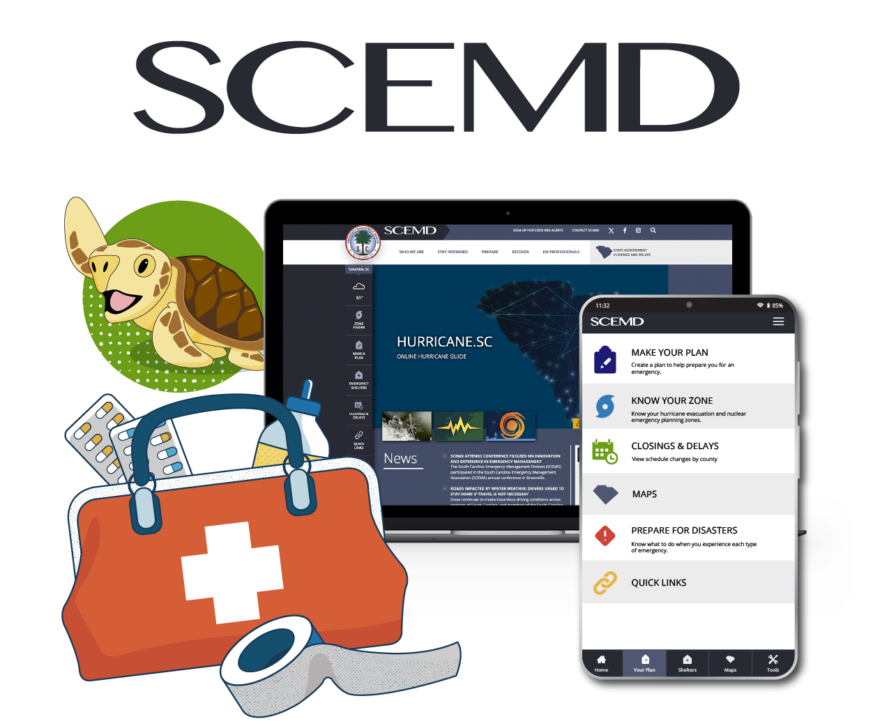 image of SCEMD emergency app displayed on mobile device